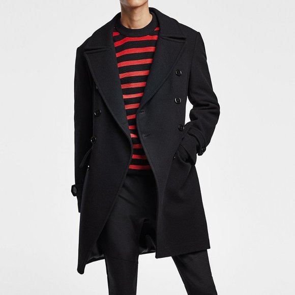 ZARA BLACK WOOL DOUBLE BREASTED COAT